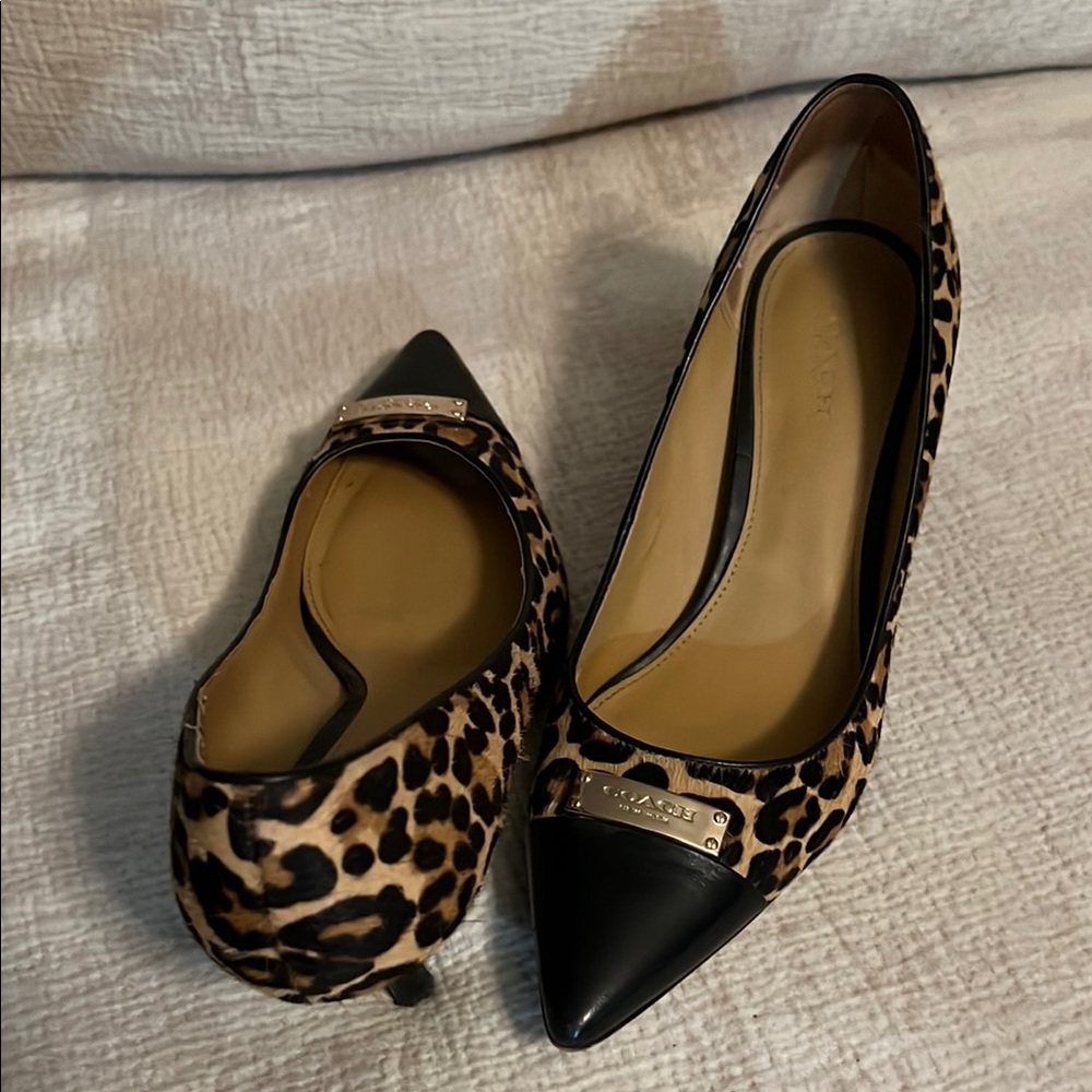 Coach Brown and Black Heels with Animal Print